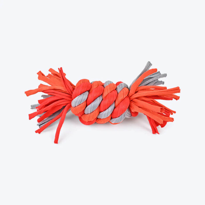 HUFT Spiral Surprise Dog Rope Toy - Orange/ Grey
